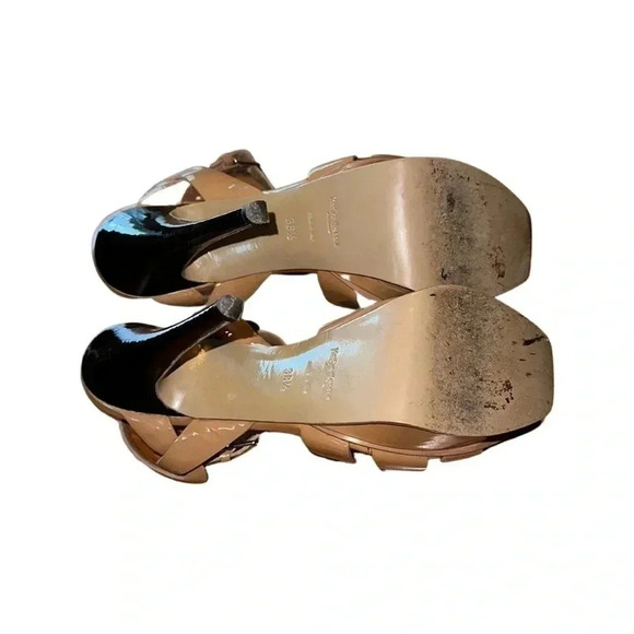 Saint Laurent Patent Leather Tribute Nude Heels Size 38.5 - Picture 8 of 10